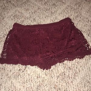 Lace maroon shorts